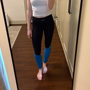 Black Reversible Leggings with Blue Panels